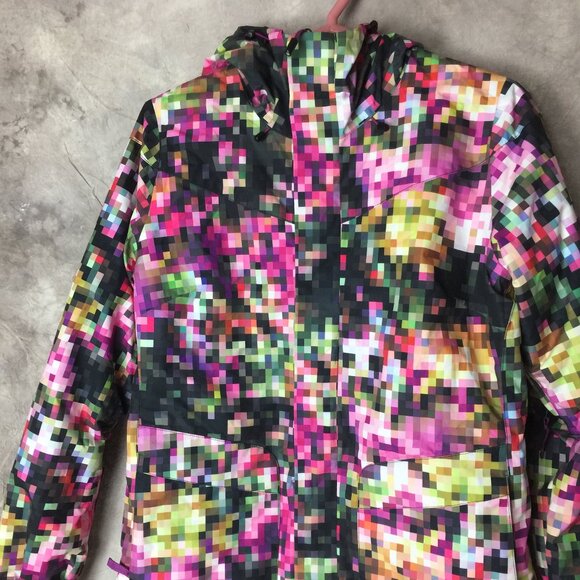 Burton Jackets & Blazers - Burton Jacket Womens S Pink Dryride Pixel Geometric Snowboard Ski Parka Coat Zip